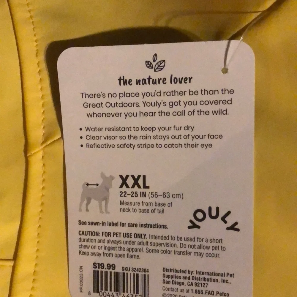 NWT reflective dog raincoat XXL